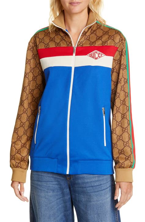 gucci jersey jacket mens|gucci gg print jacket men's.